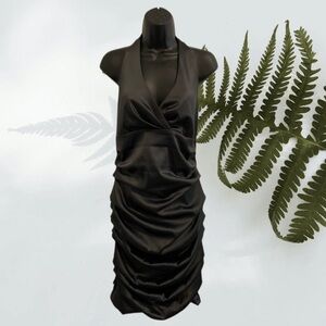 90s Le Chateau Sleek Little Black Dress-Satin-Cocktail Dress